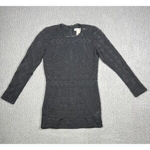 Isabel Marant Pour H&M Dress Womens 2 Black Lace Bodycon Long‎ Sleeve Mini Mesh